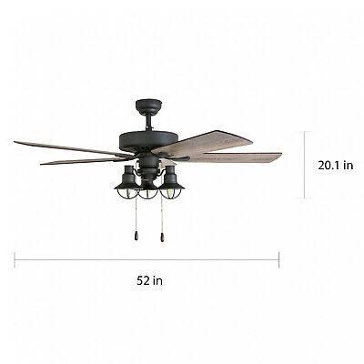 Rustic Industrial Farmhouse LED Ceiling Fan with Light Kit and Remote, 52x22 W1573