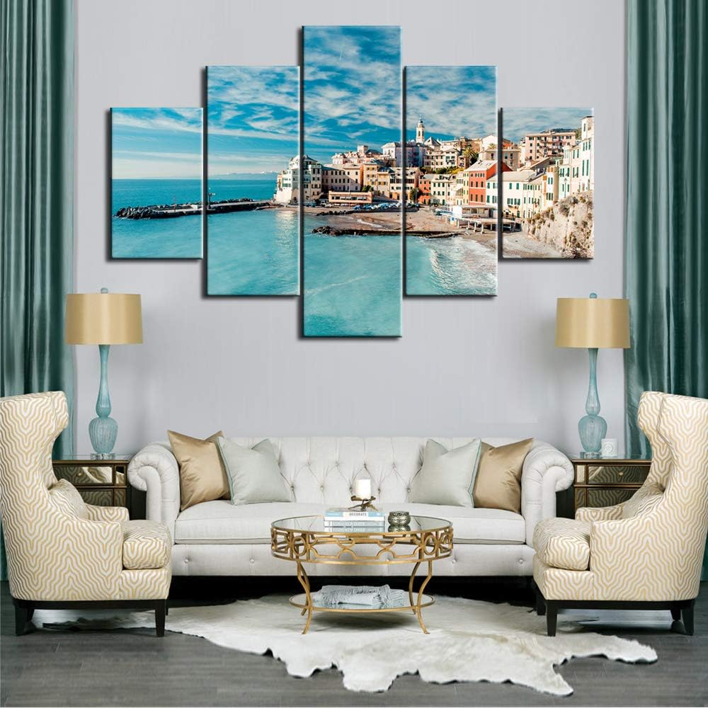 5 Panels Black and White Canvas Prints Wall Art S77507