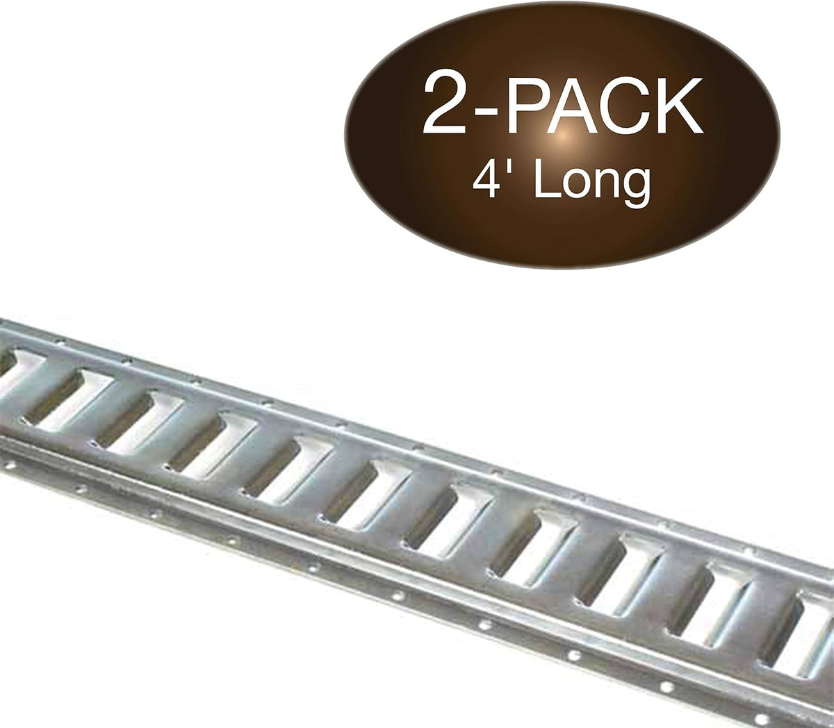 Two 4-ft Bolt-On Galvanized Steel E-Track Tie-Down Rails J3600