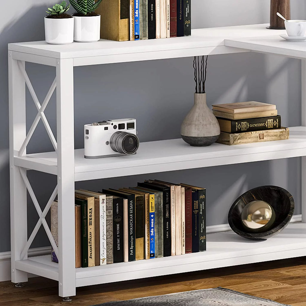 59" White Computer Desk with 2 Shelves F200343
