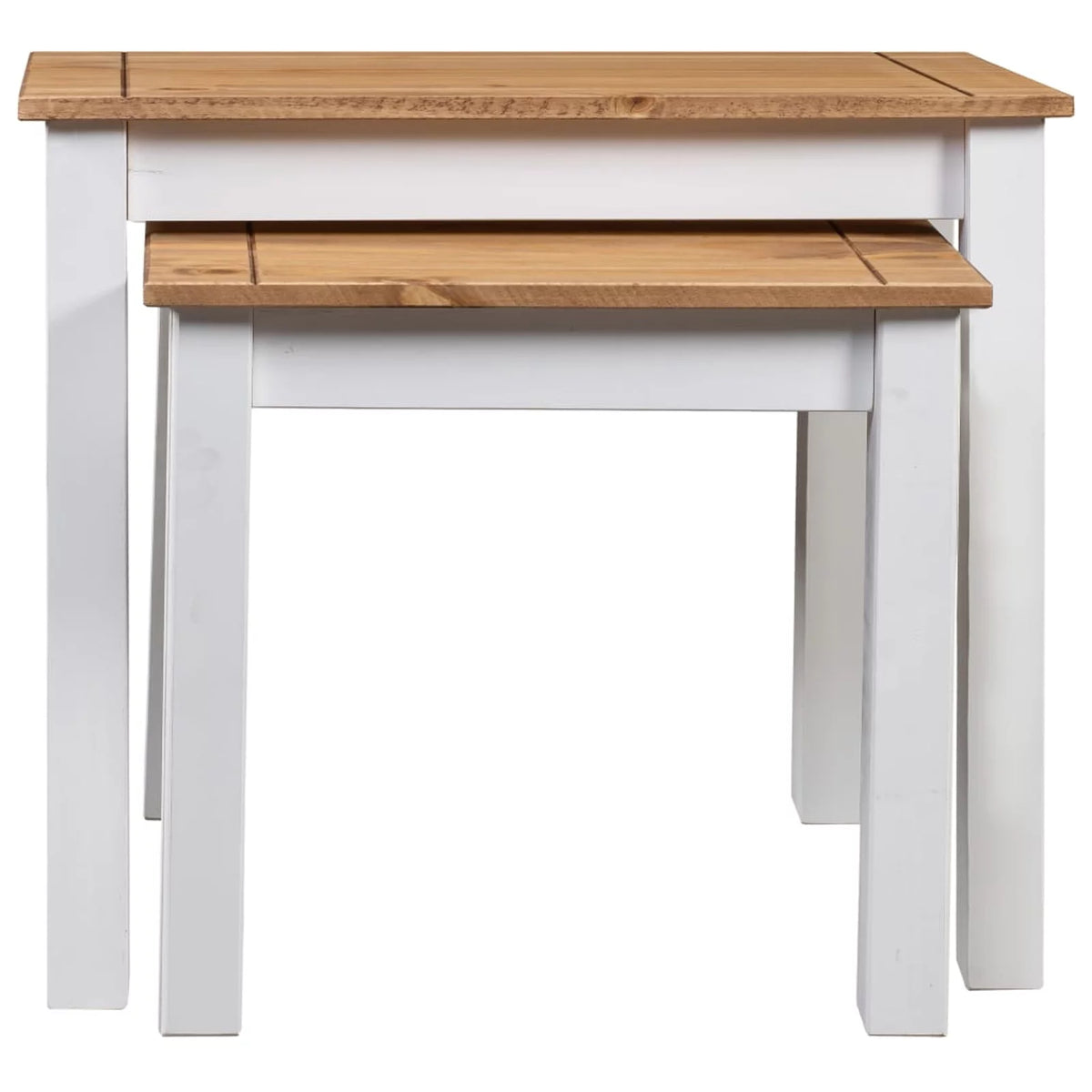 White 2 pcs Solid Pine Wood Nesting Tables G4056