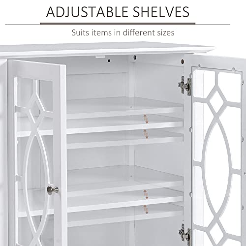 White Glass Door Sideboard Buffet Cabinet with Adjustable Shelves N805586