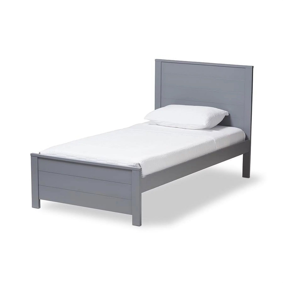 Grey-Finished Wood Twin Platform Bed K4154