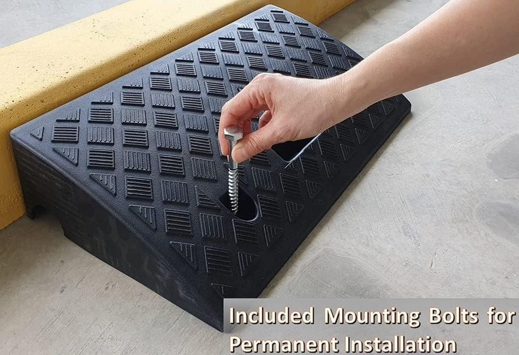 Portable Plastic Curb Ramp 2 PC Heavy Duty Lightweight Threshold Ramp with 4 Mounting Bolts J978