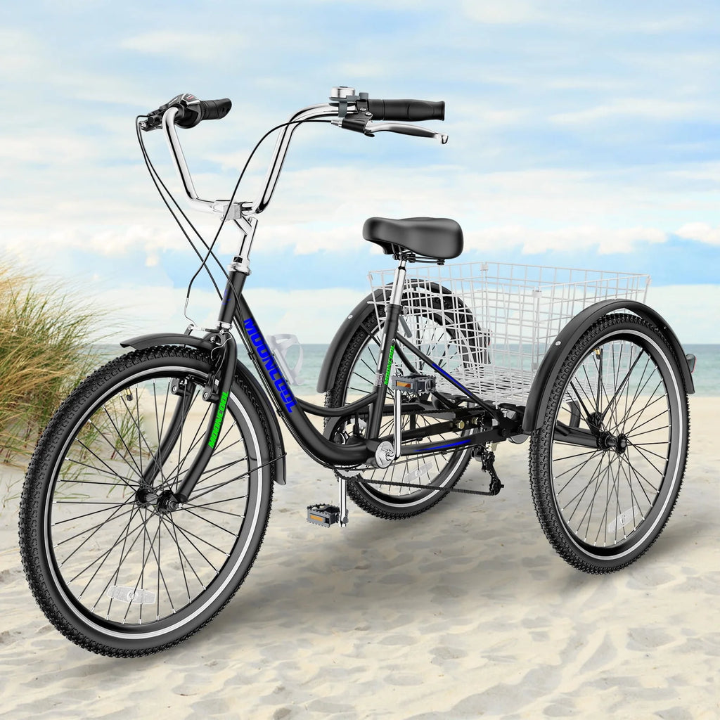 7 Speed 24inch Adult Tricycles with Shopping Basket G122019
