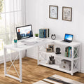 59" White Computer Desk with 2 Shelves F200343