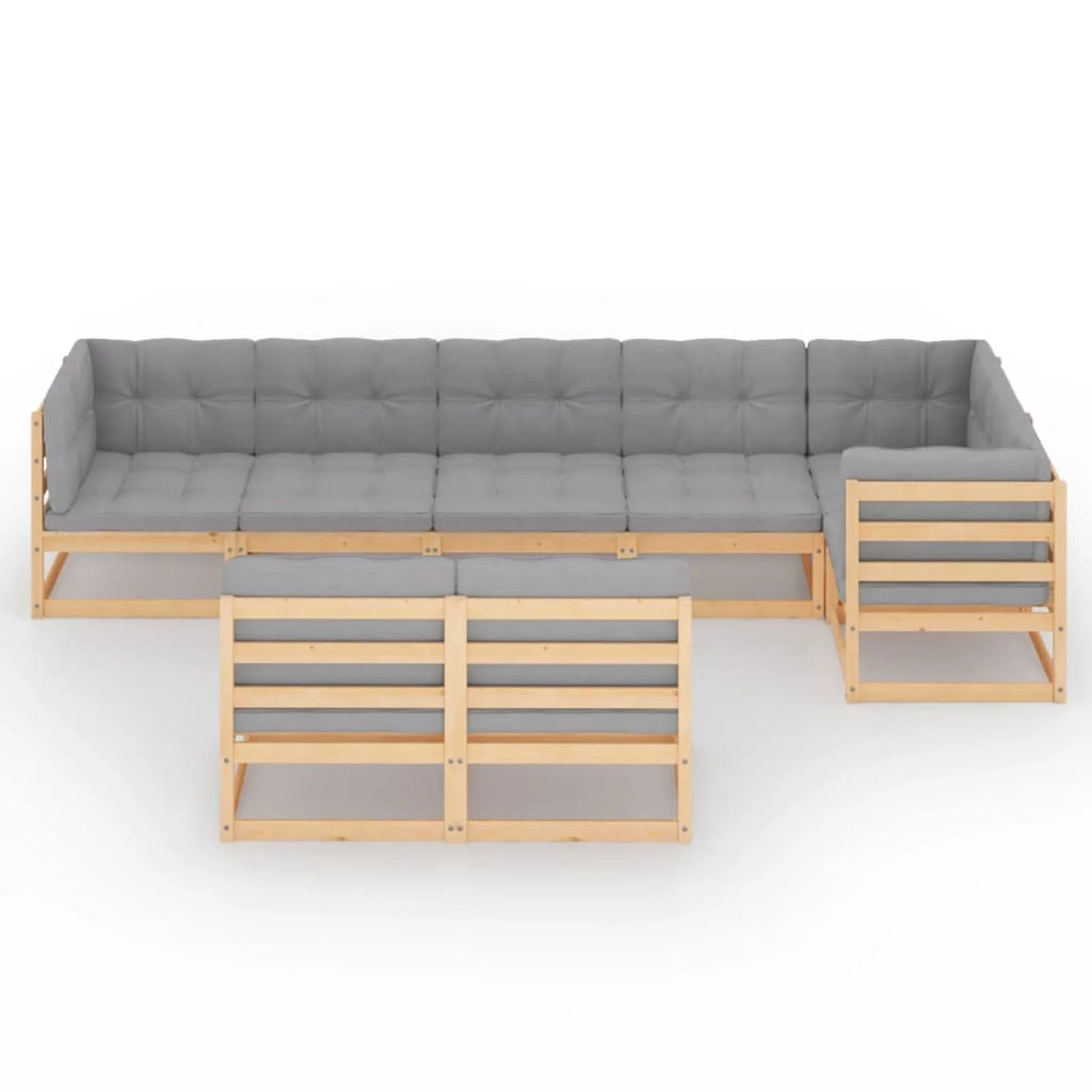 8 Piece Outdoor Conversation Set with Gray Cushions D98293