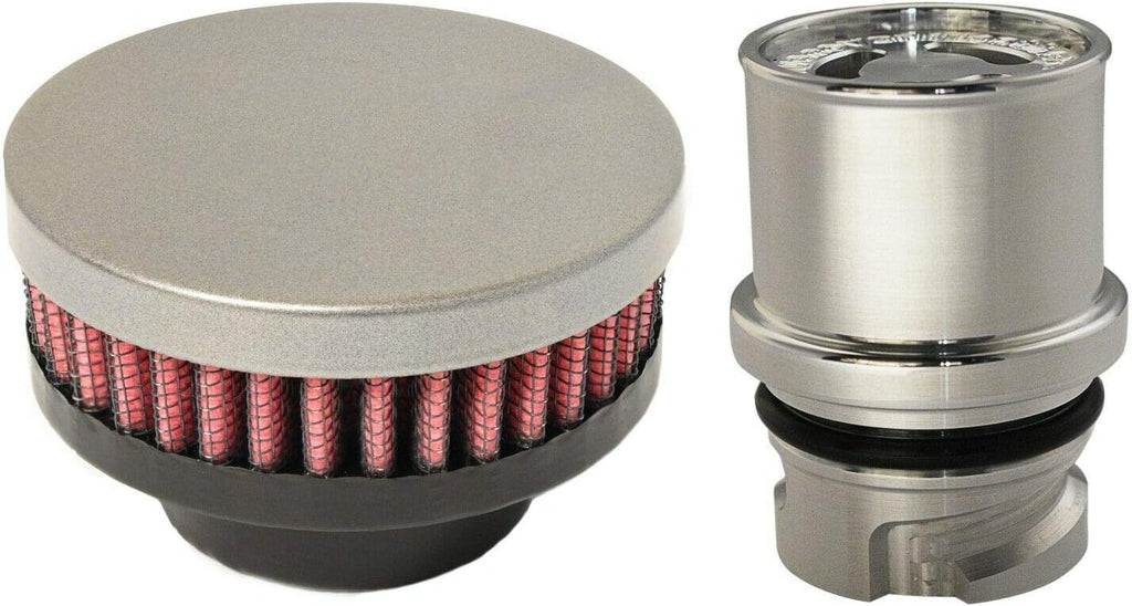 Billet Baffled Valve Cover Breather Oil Cap Flat Black Pack of 2 L10689
