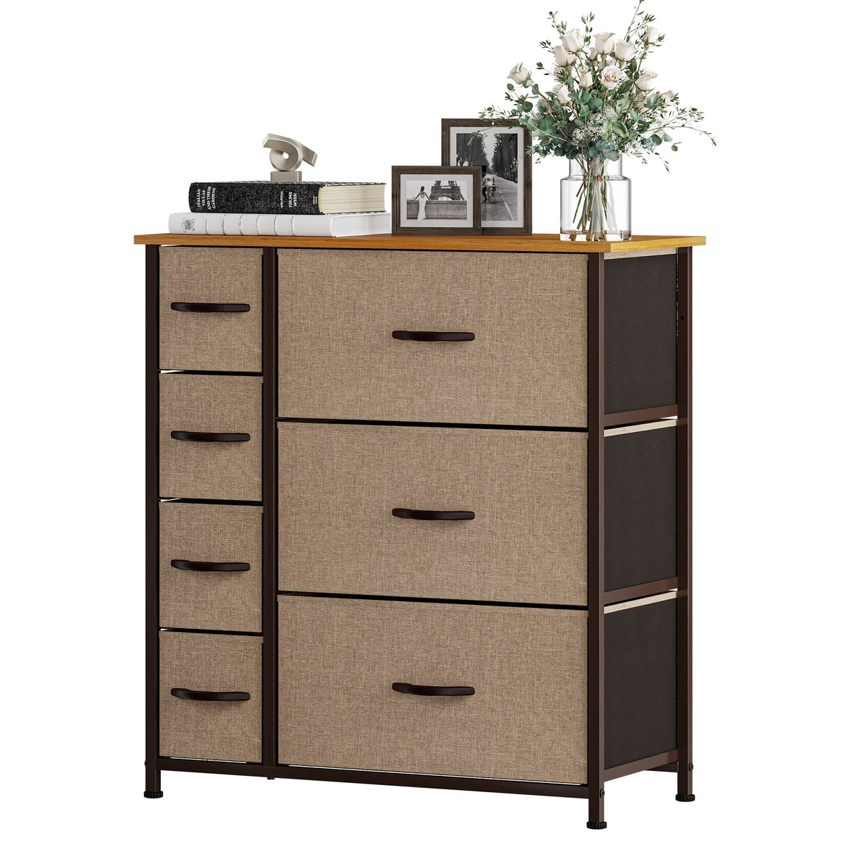 Gray Metal Fabric Wood Drawer Chests V7189