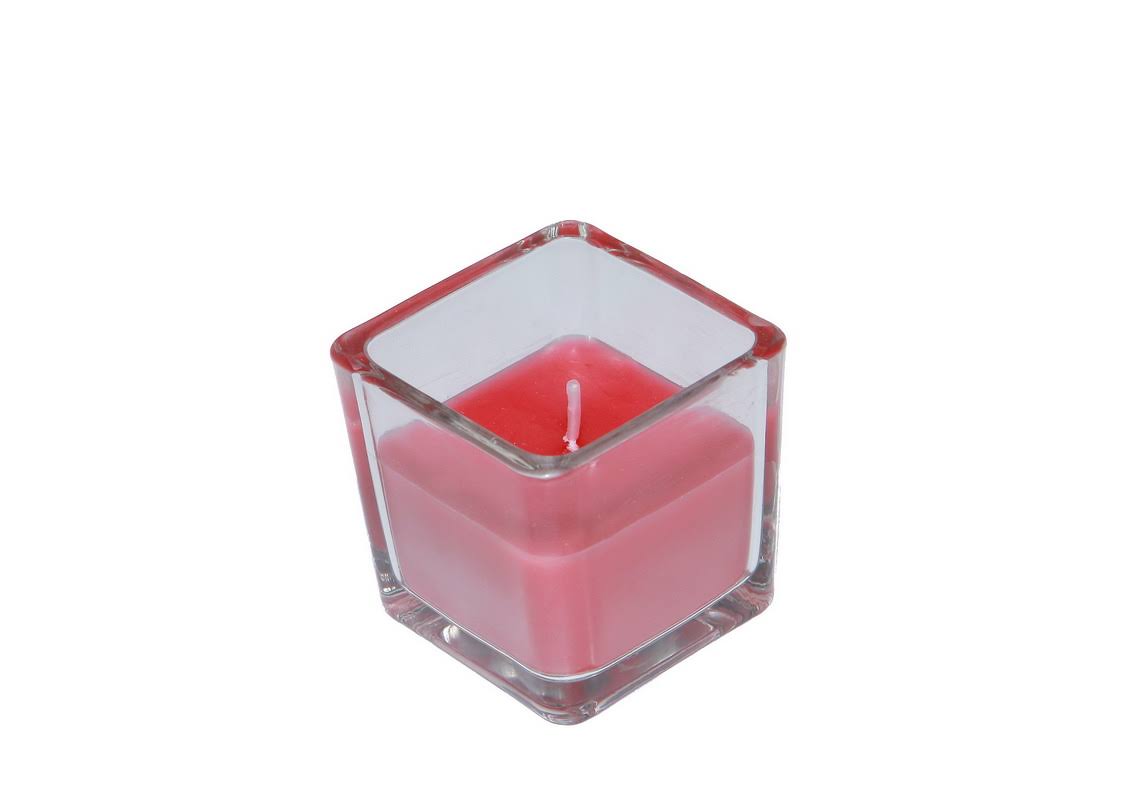 Red Square Glass Votive Candle X25350