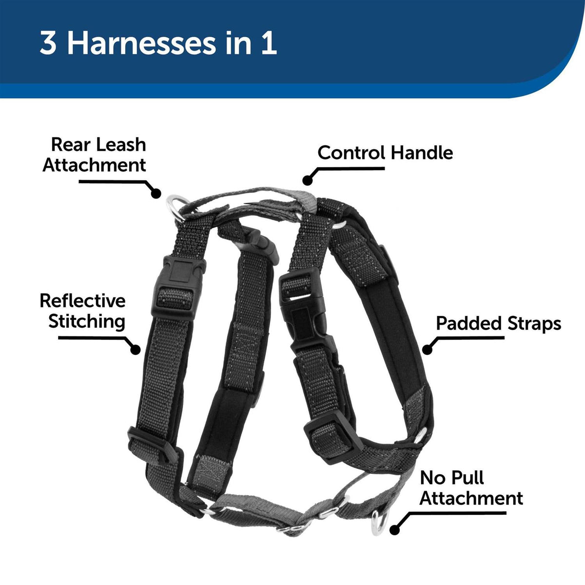 3 in 1 Harness with Two Point Control Leash D704