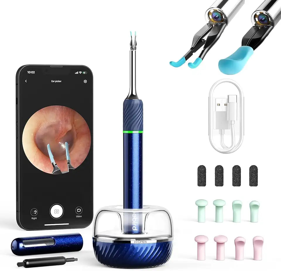 Ear Wax Removal Tool Camera, 10 Megapixels Otoscope, 12 Ear Spoon, Blue W9868