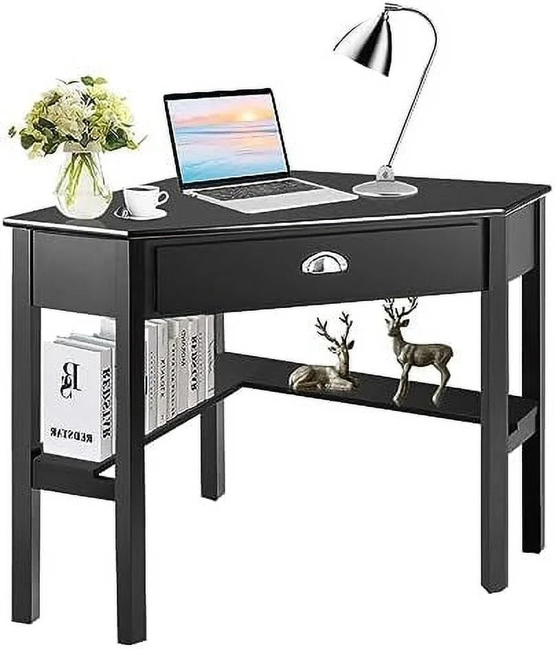 Corner Computer Desk with Drawer and Shelves X580229