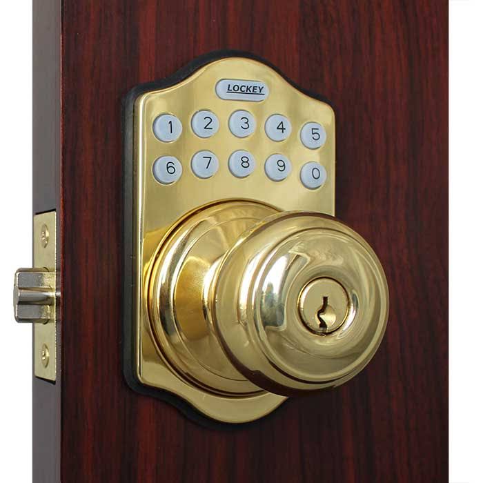 Bright Brass Digital Electronic Knob Lock C40680