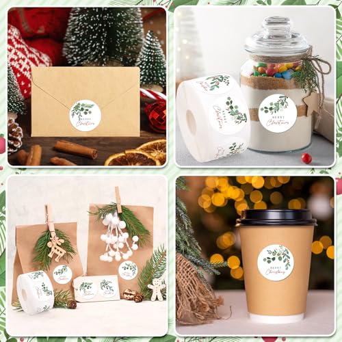 1000 Pcs Christmas Stickers Roll Self-Adhesive E19466