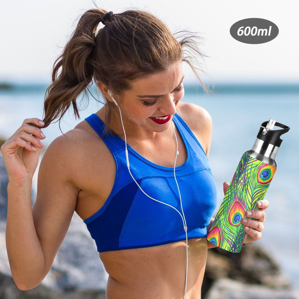 Green Stainless Steel Insulated Water Bottle with Straw Lid P29982