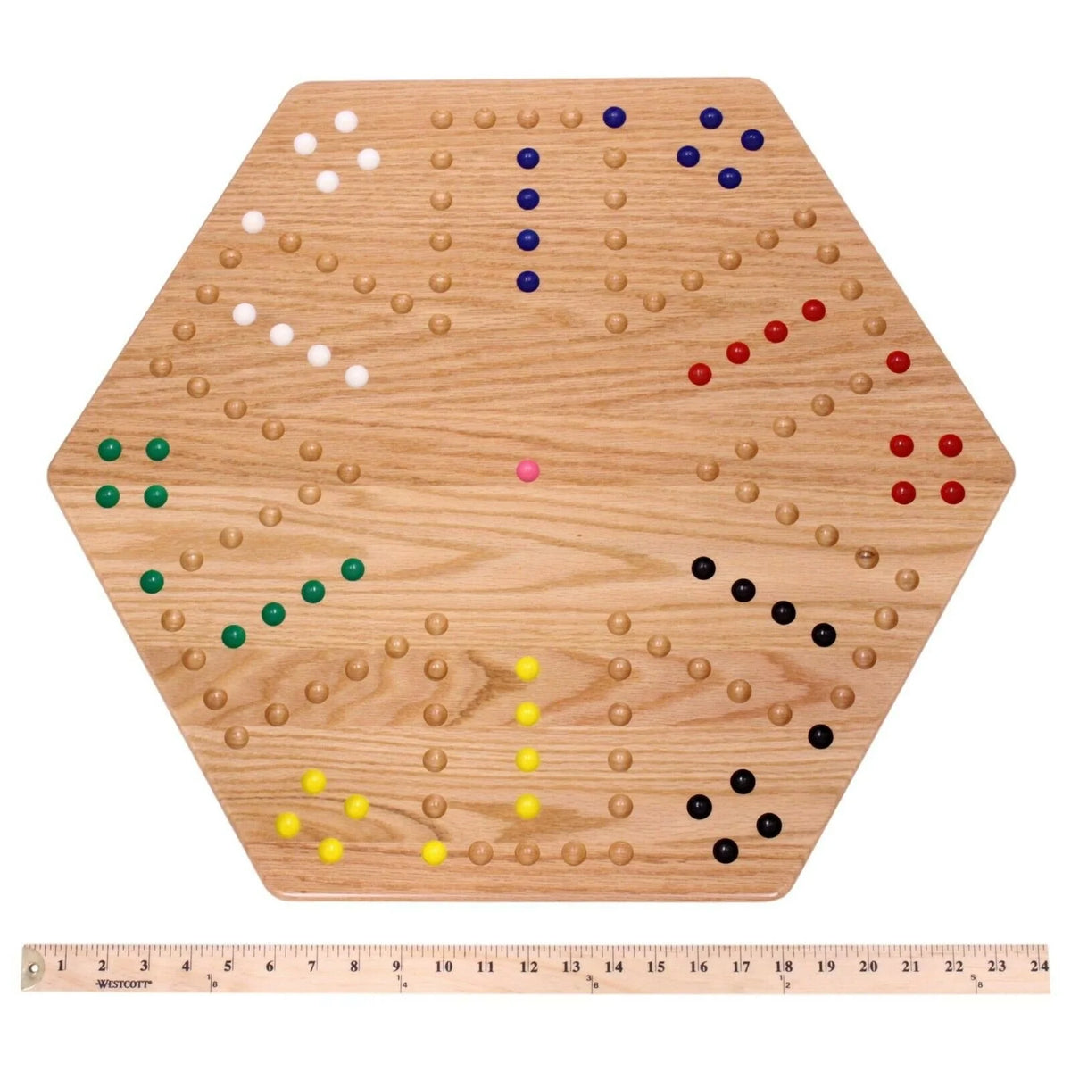 Large 24" Wooden Hand-Painted Aggravation Board Game with XLarge 22mm Marbles and Dice Z496616