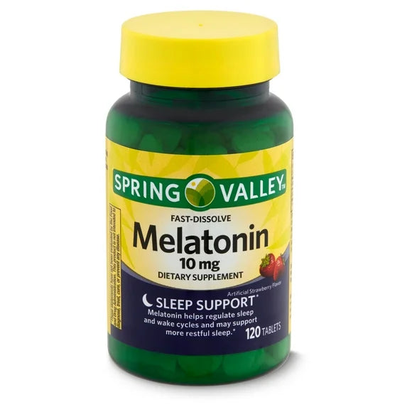 Melatonin Dietary Supplement Tablets, Strawberry, 10 mg, 120 Count S9949