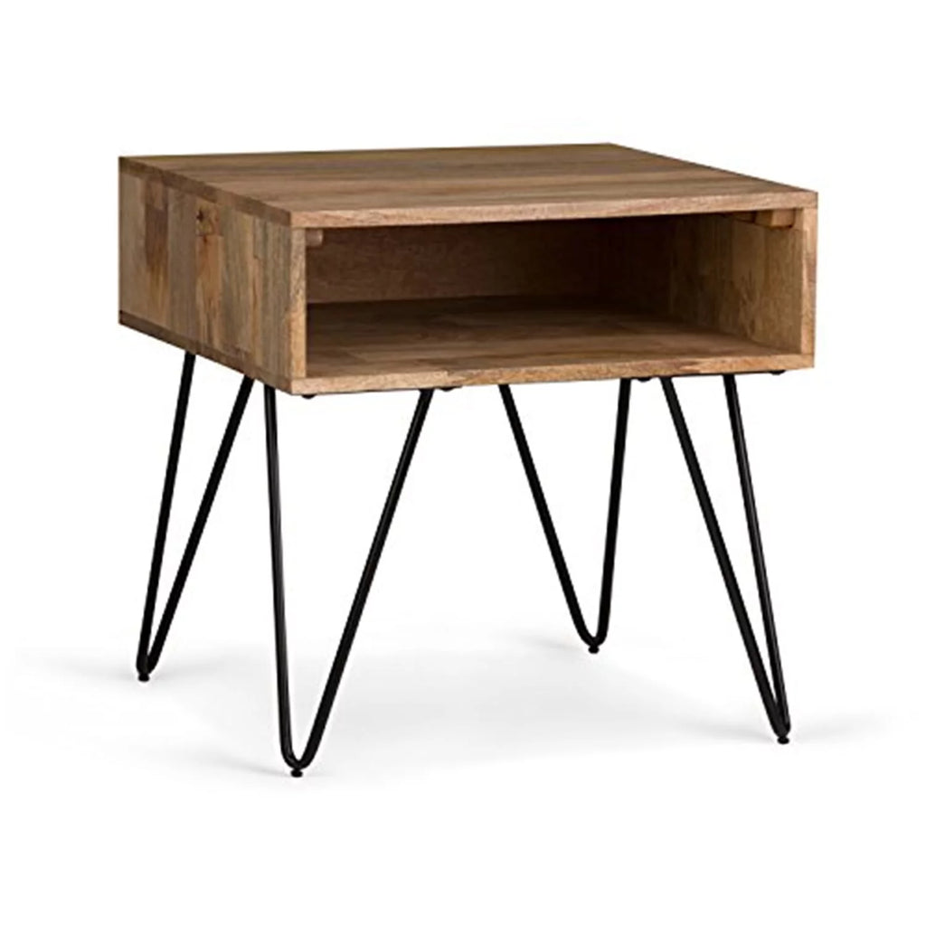 Solid Mango Wood and Metal 22 inch Wide Square End Side Table H654
