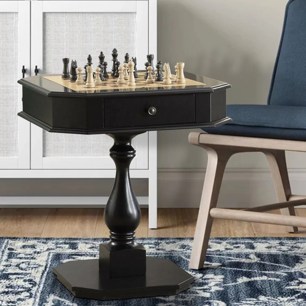 Wooden Chess Game Table with One Drawer F59869