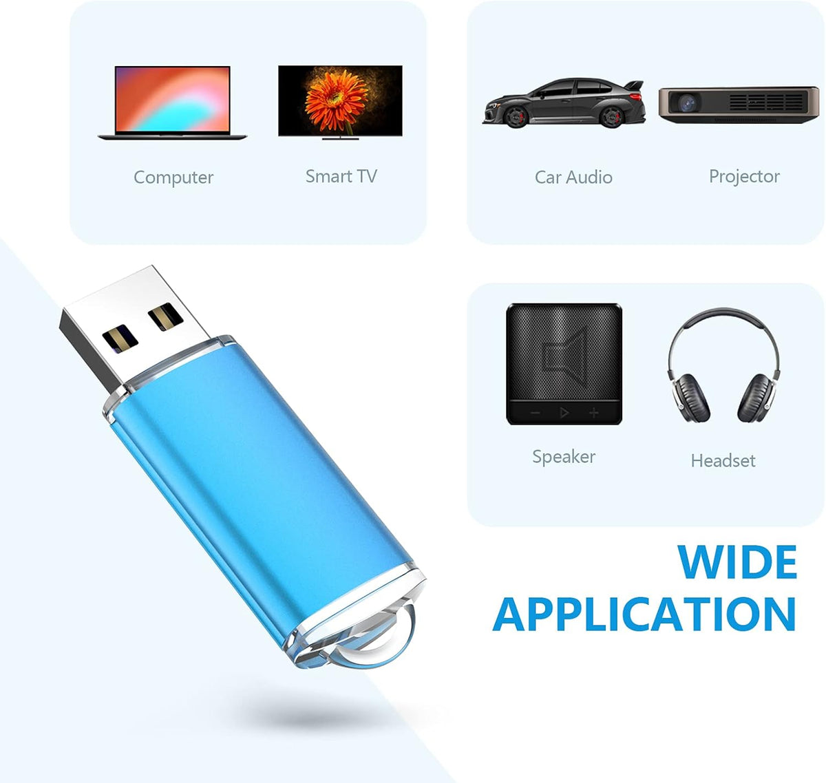 Blue USB 2.0 Flash Drive 8GB 10 Pack I83105