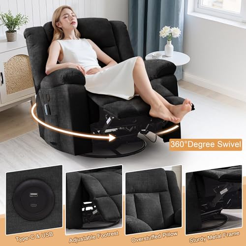 360° Swivel Rocking Recliner with Massage and Heating N51375