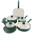 Green 11 Piece Ceramic Nonstick Aluminum Cookware Set N40894