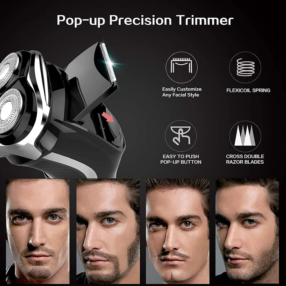 Electric Razor, Rechargeable Corded and Cordless Electric Shaver with Pop-up Trimmer, Wet Dry IPX7 Waterproof, Pack of 2 W64946