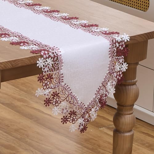 Beige Floral Lace Table Runner 120 inches L3552
