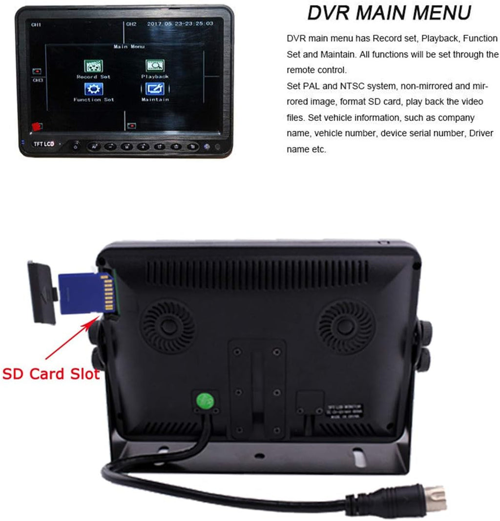 9 inch Monitor Built-in DVR Backup Camera System with Quad Split Screen P91894