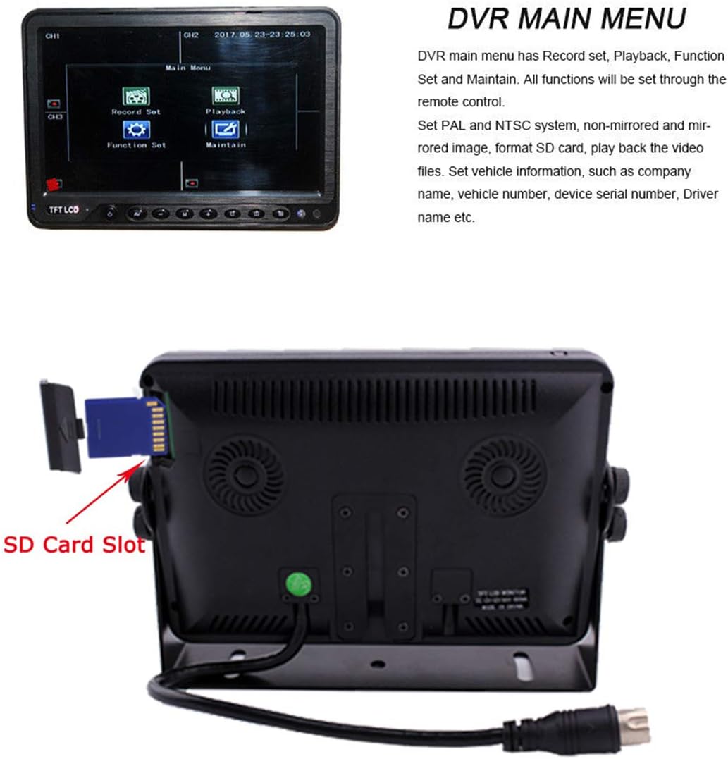 9 inch Monitor Built-in DVR Backup Camera System with Quad Split Screen P91894