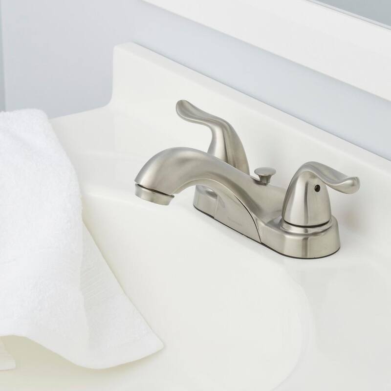 4 in. Centerset Double-Handle Low-Arc Bathroom Faucet in Brushed Nickel (2-Pack) K413