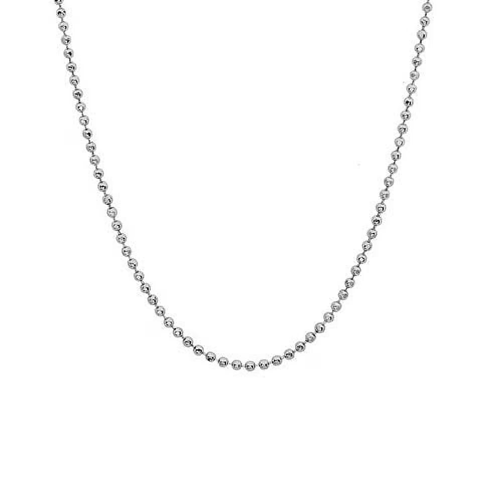 14k Solid White Gold Diamond-Cut Bead Chain Necklace, 20 Inches G4077