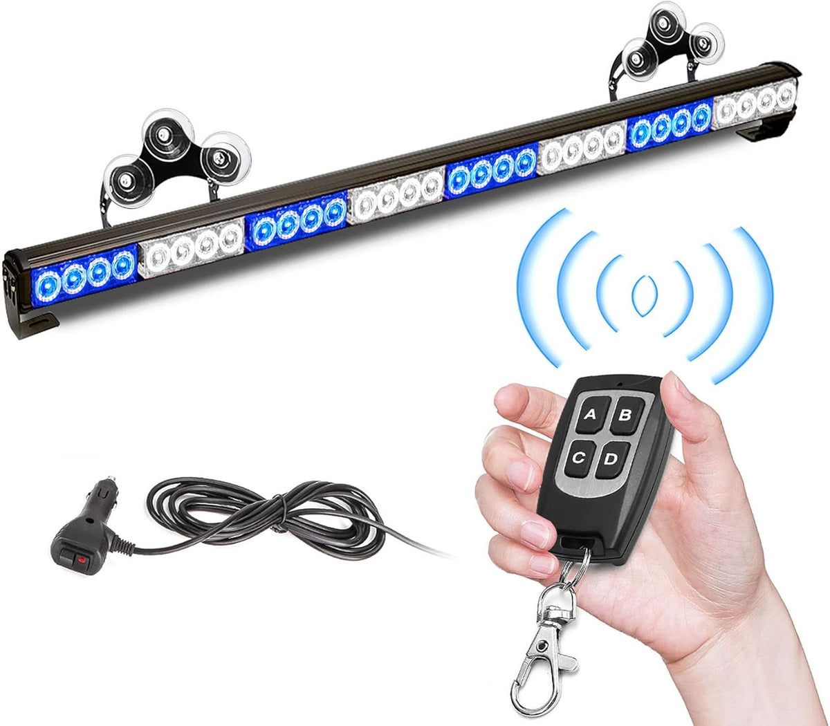 32 LED 35.5" Amber White Hazard Warning Strobe Light Bar Pack of 2 I61204