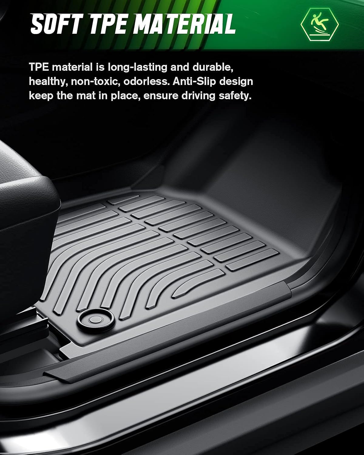 Black TPE All Weather Car Floor Mats Full Set E288534