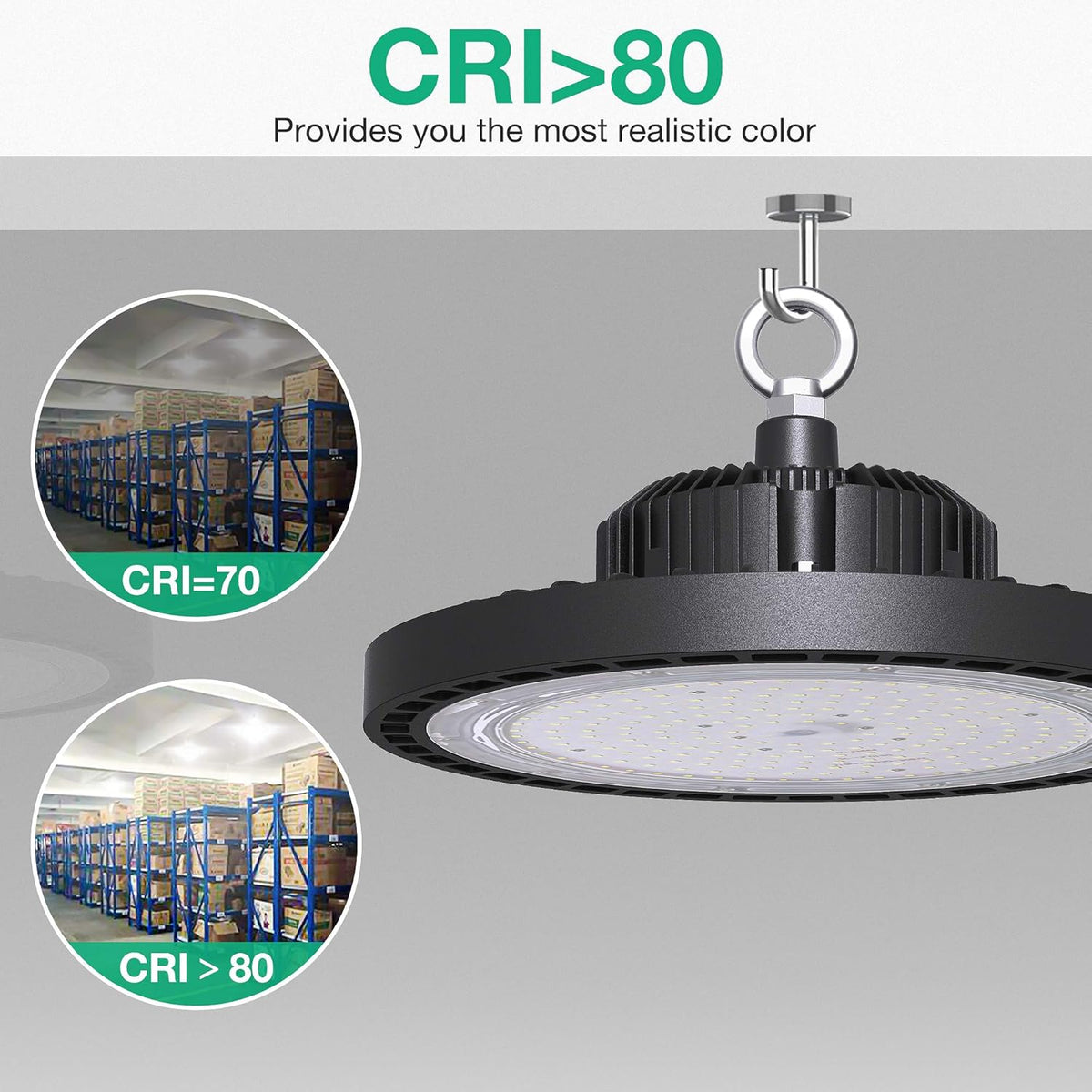2 Pcs UFO LED High Bay Light, 150W, 21000 LM, 5000K Daylight, IP65 Waterproof, Non-Dim, 5ft Cable with US Plug H47598