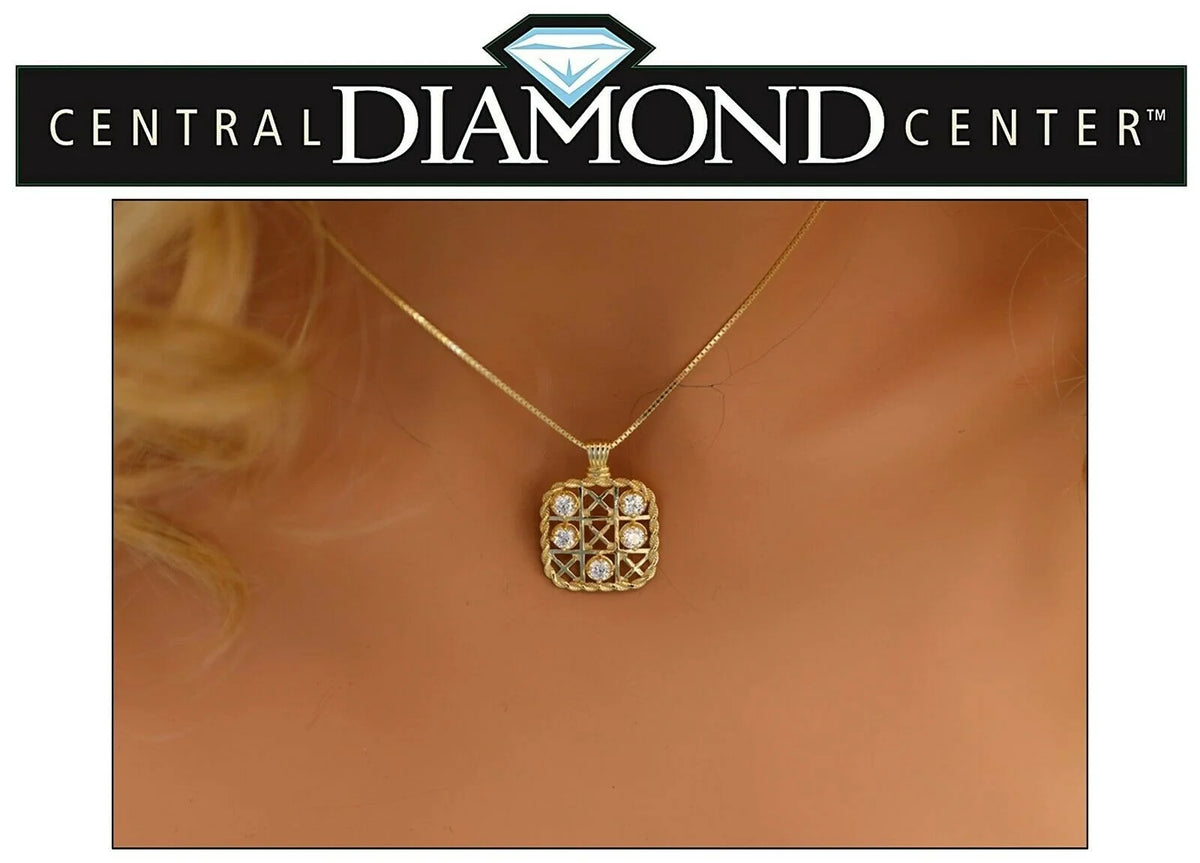 Yellow Gold Plated Sterling Silver Tic Tac Toe Necklace S943265