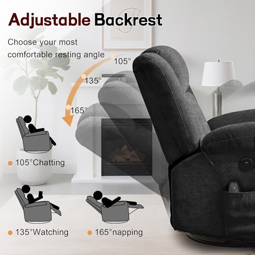 360° Swivel Rocking Recliner with Massage and Heating N51375