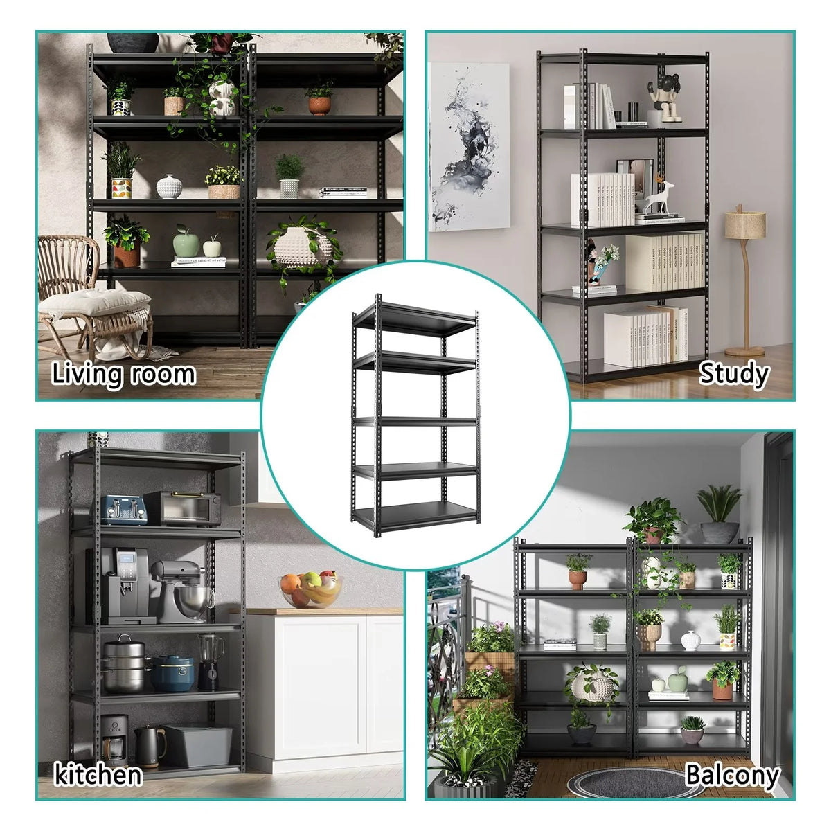 Heavy Duty 5-Tier Metal Garage Storage Shelving Rack, 35.8" W x 16.2" D x 72" H A57960