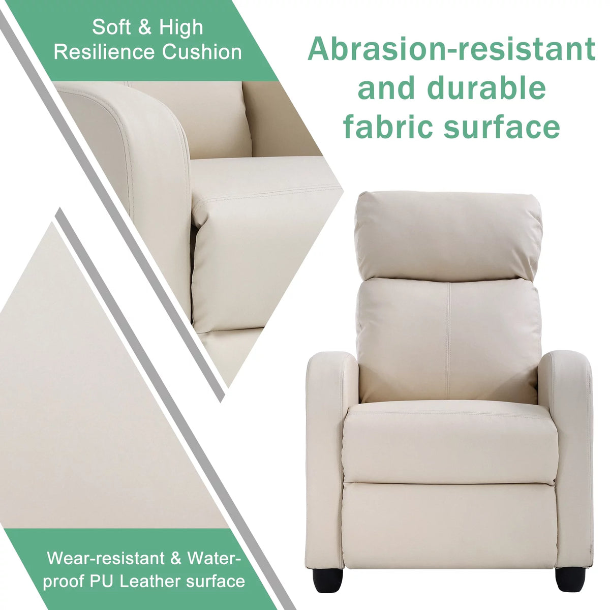Fabric Beige Recliner Chair P86402
