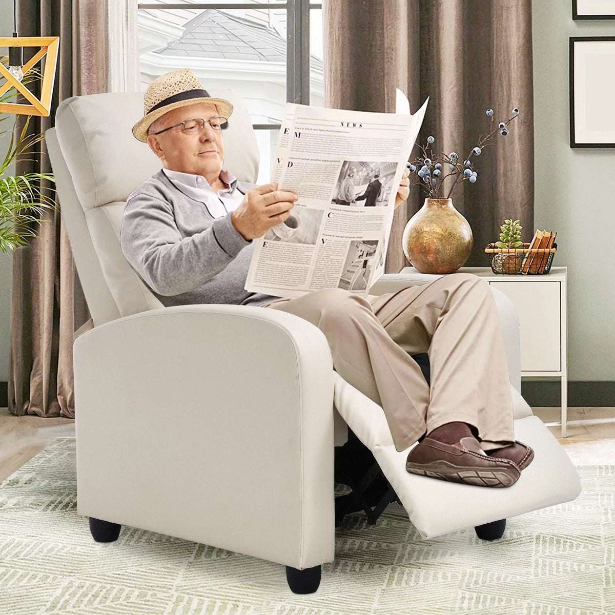 Fabric Beige Recliner Chair P86402