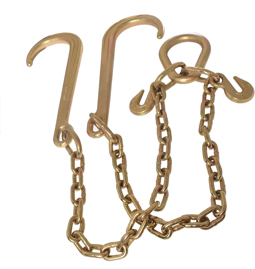 5/16 x 10 FT Grade 70 Tow Chain with 15 J Hook and T Hook Mini J Hook, Pack of 2 L769741