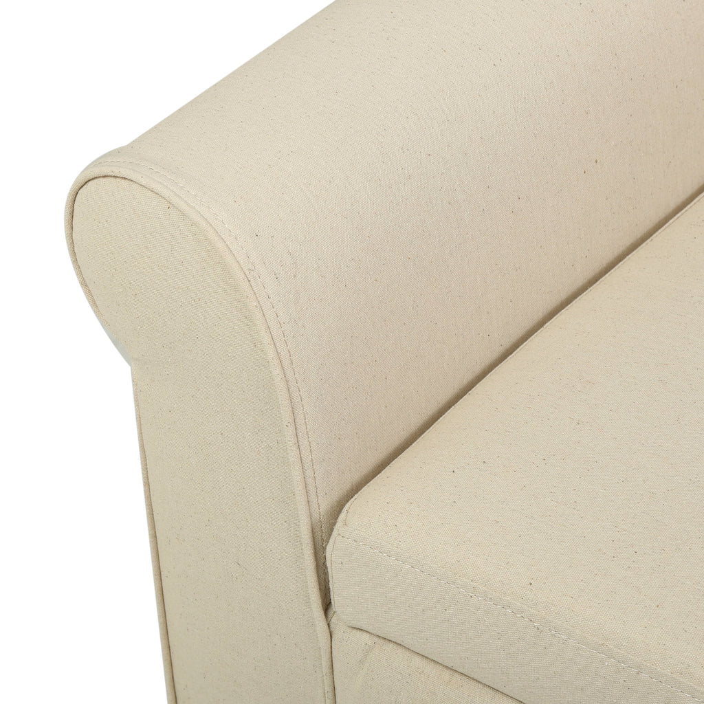 Beige Fabric Upholstered Storage Ottoman Bench J572942