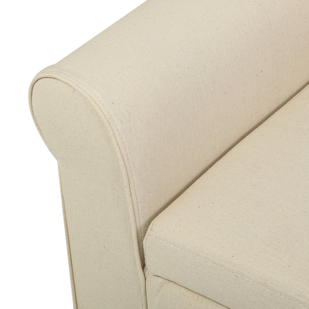 Beige Fabric Upholstered Storage Ottoman Bench J572942