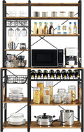 Wooden Kitchen Bakers Rack with Wine Rack and 12 Hooks I27315
