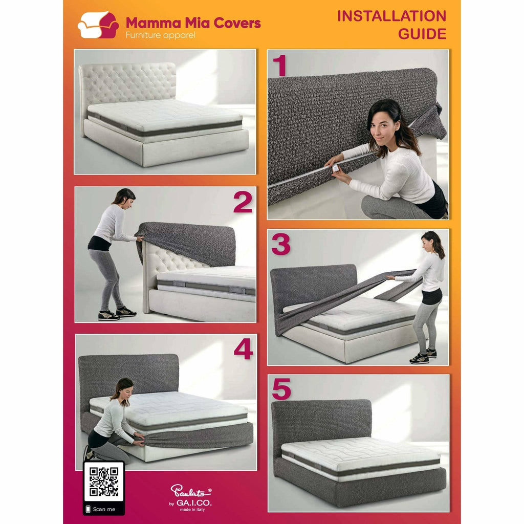 Blue Microfibra Bed Headboard and Frame Cover R1316