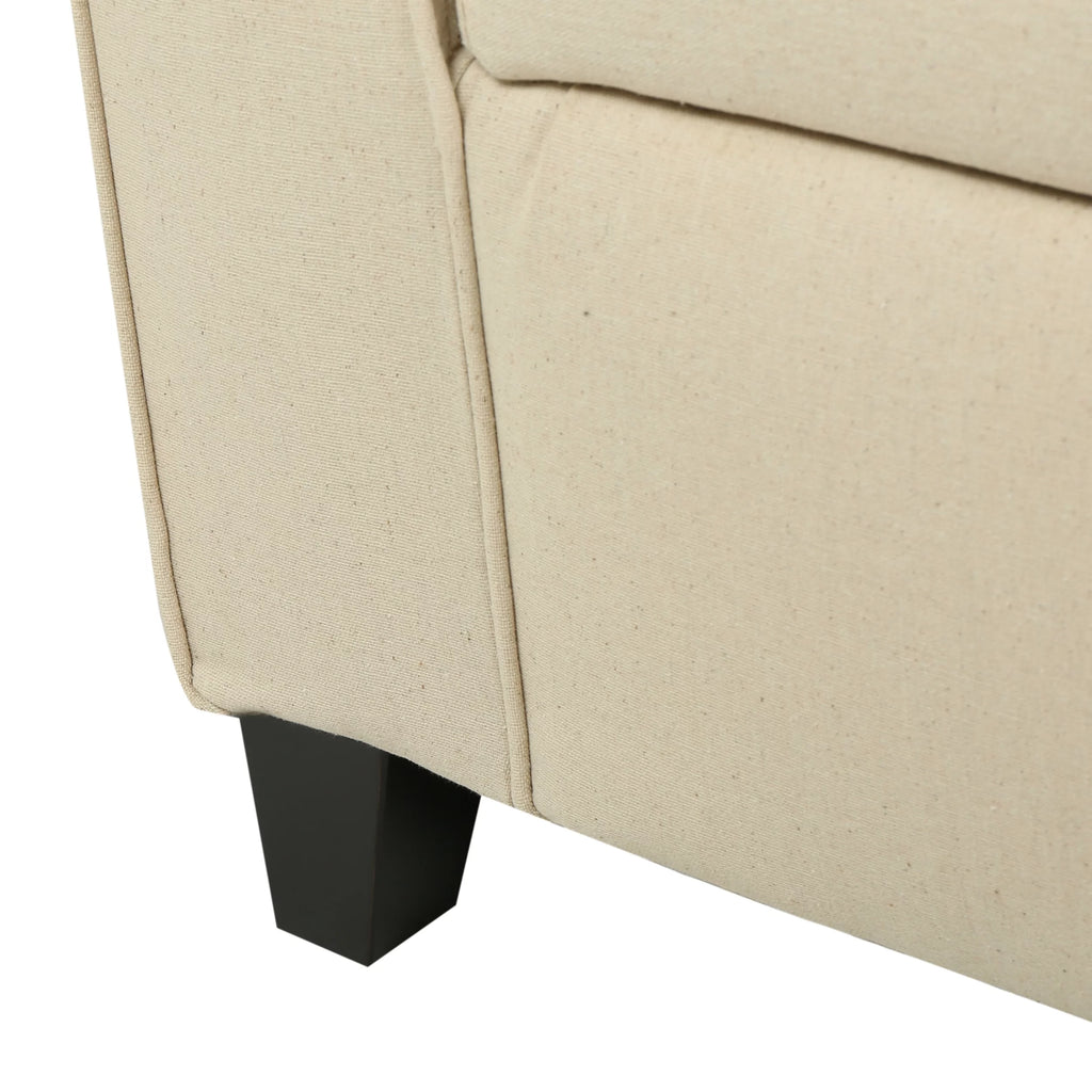 Beige Fabric Upholstered Storage Ottoman Bench J572942