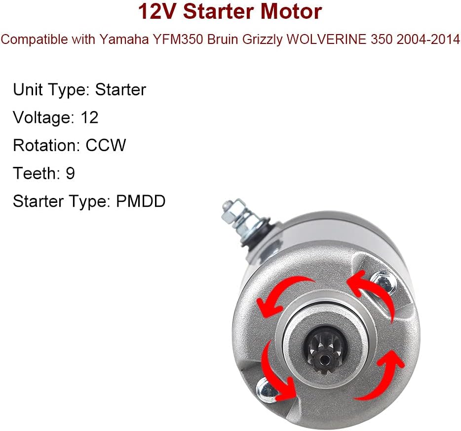 Starter Compatible with Yamaha YFM350 2004-2014 Pack of 2 T1423