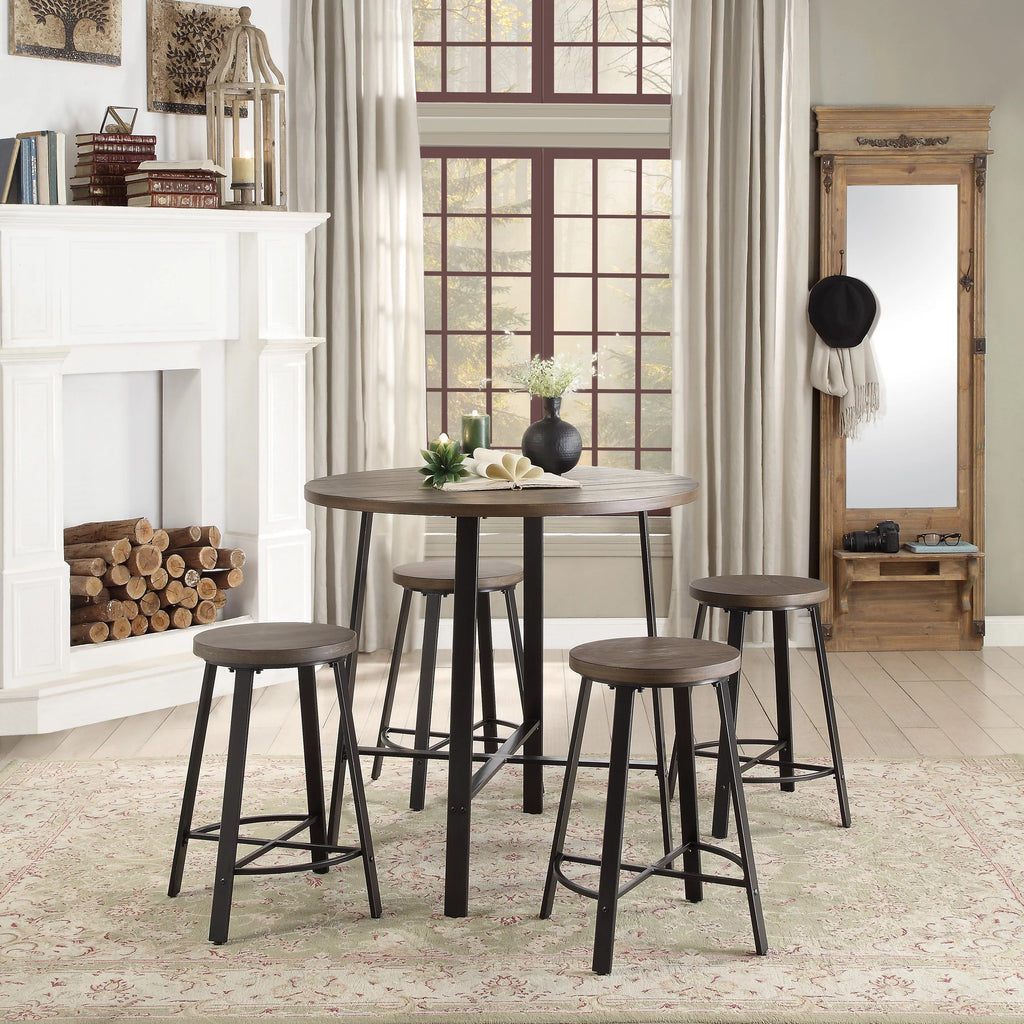 Brown Round 4-Seater Counter Height Table M684