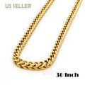 Gold Stainless Steel Franco Cuban Box Chain Necklace G636170